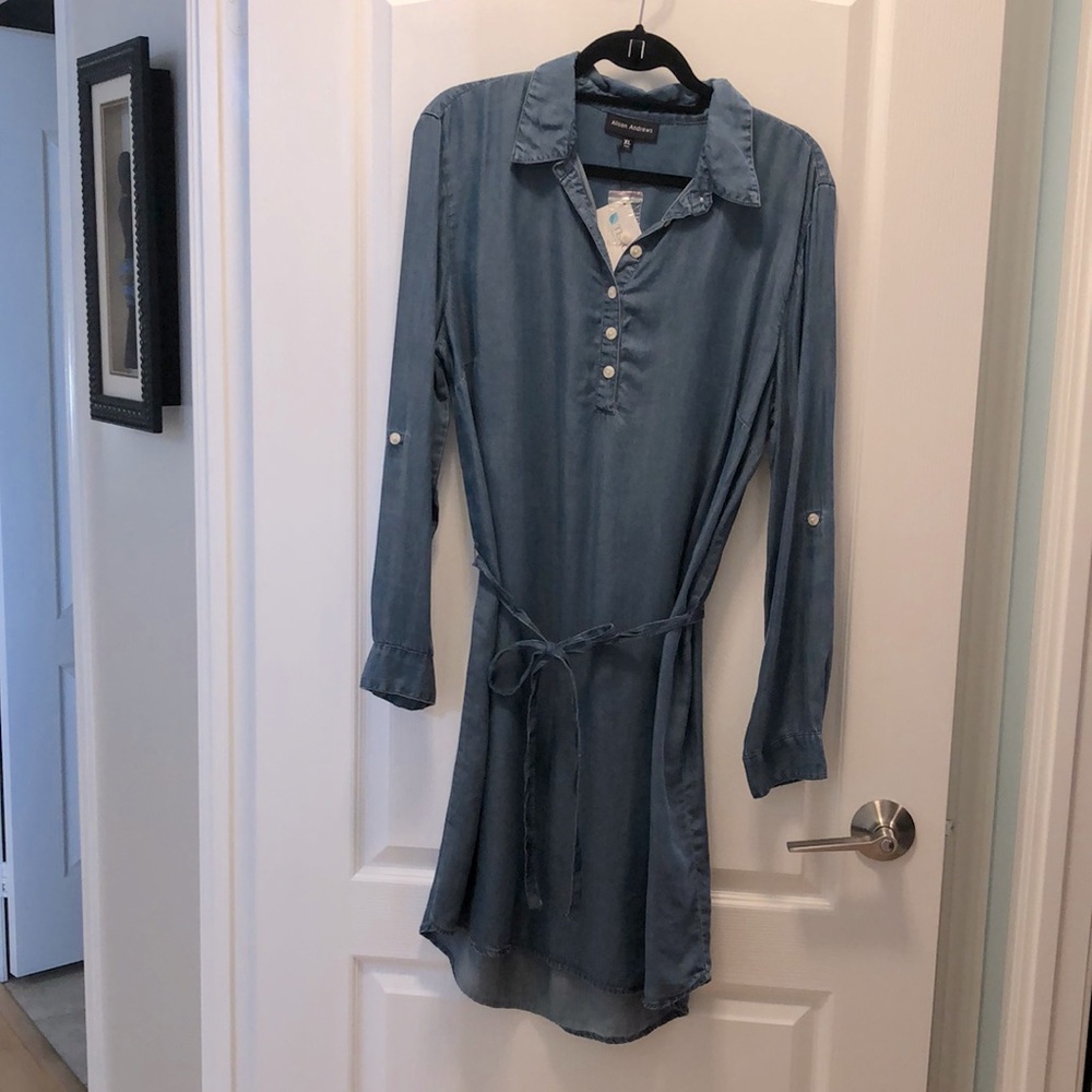 Alison Andrews belted jean dress